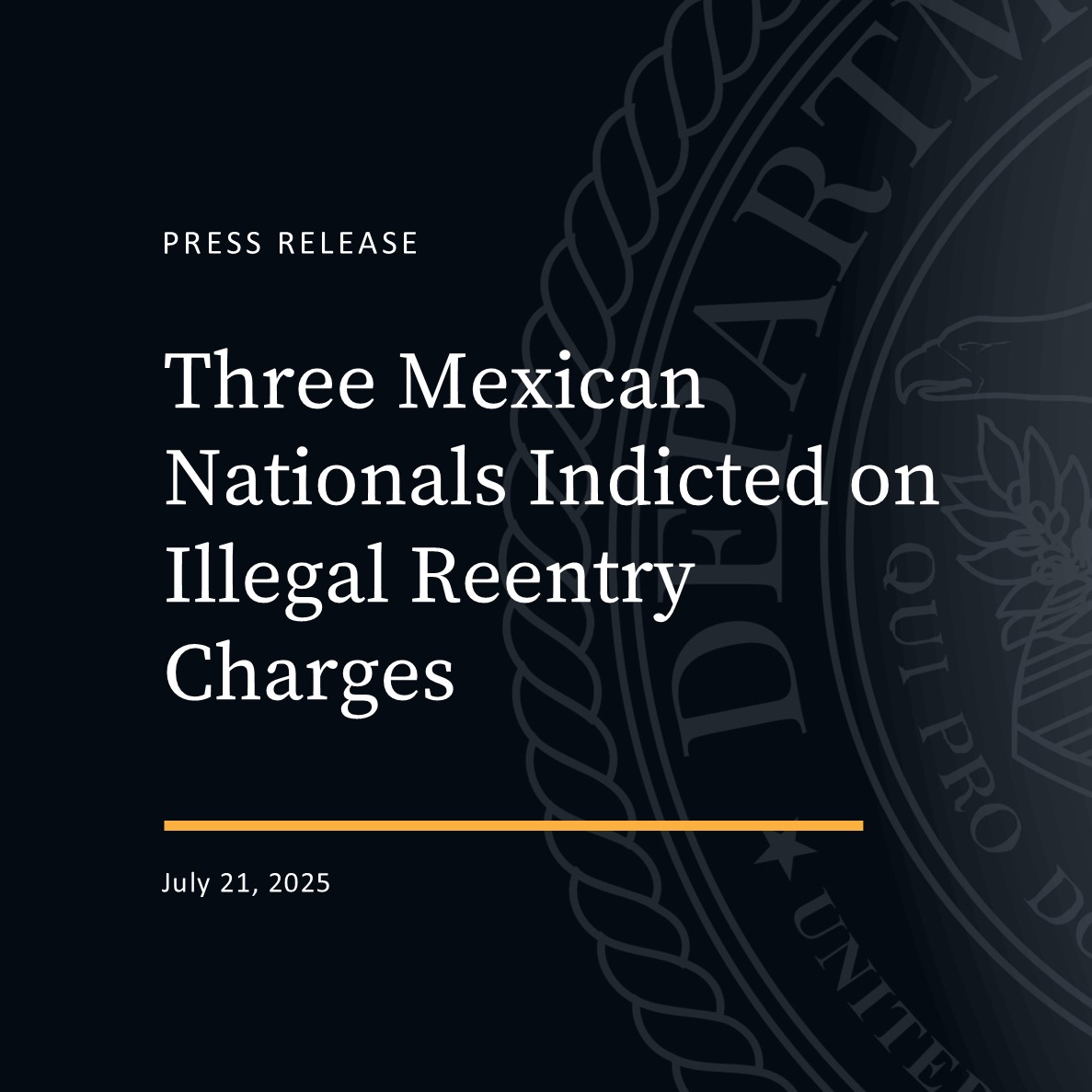 NDOHnews's tweet image. Three individuals have been charged with violating Title 8 U.S. Code (USC) 1326, illegal reentry. Additionally, one defendant was charged with using fraudulent documents.
justice.gov/usao-ndoh/pr/g…