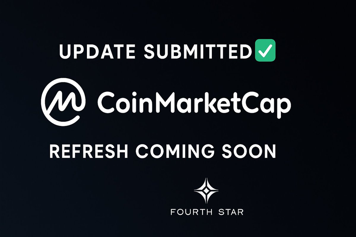 FourthStarPromo's tweet photo. ๐ Big Update for $FSTR!
Weโve submitted a full refresh to @CoinMarketCap โ
โ Added Whitepaper
โ Updated Social Links
โ Requested New Tags & Categories
Refresh coming soon!
#FourthStar #FSTR #Crypto #CoinMarketCap https://t.co/RHTBEc63lj