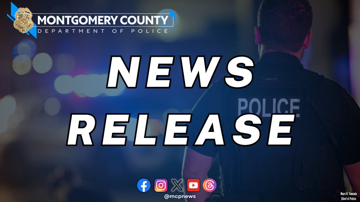 mcpnews's tweet image. Detectives from the Montgomery County Department of Police – Collision Reconstruction Unit (CRU) are investigating a fatal pedestrian collision that occurred on Friday, July 18, 2025.
www2.montgomerycountymd.gov/mcgportalapps/…
#MCPNews #MCPD