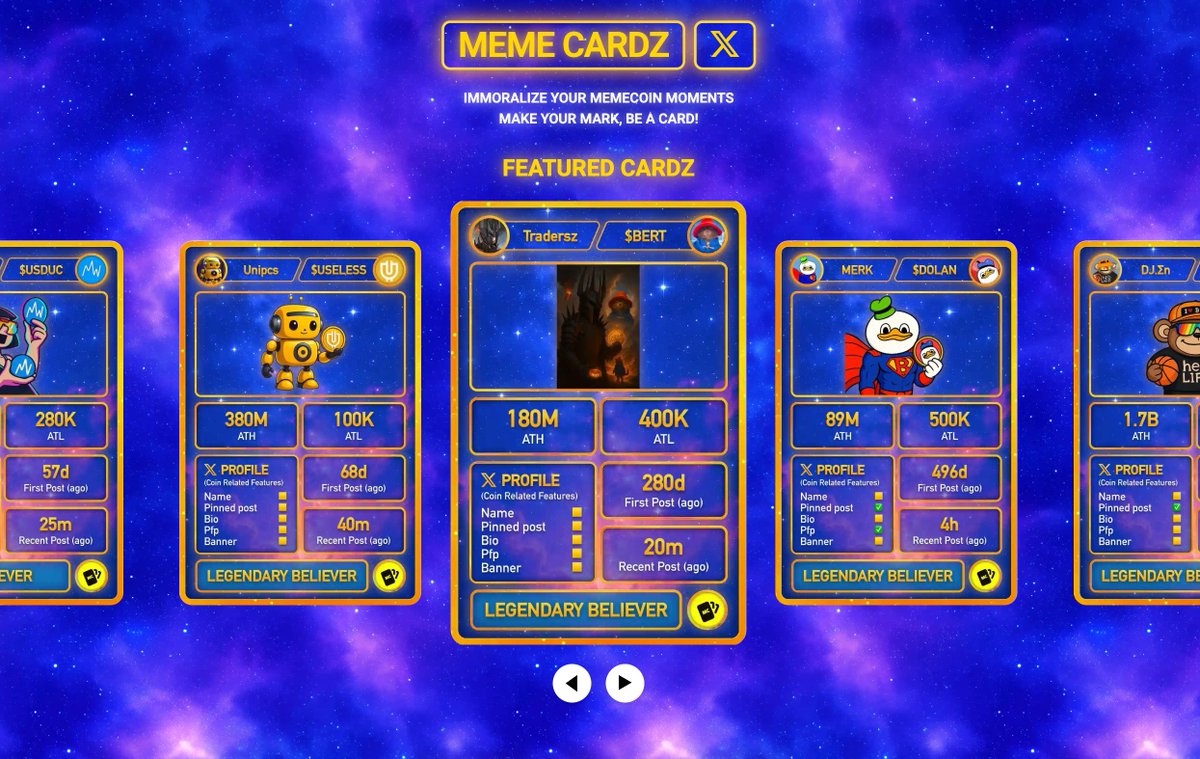 memecardz's tweet image. Meme Cardz Update 🟡

– $MC launch is today
– Website goes live in a few hours
– Cult Card believers will get a special card drop after launch (pack design in progress)
– We’re in talks with people for merch
– A new utility called “Power of Believers” is coming, details tomorrow