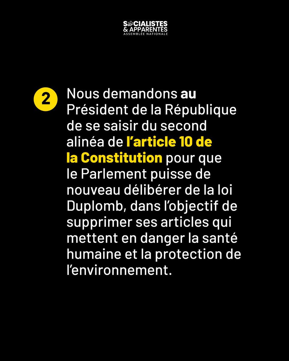 Mel_Thomin's tweet image. 📝Plus d’1400000 signatures pour la pétition s’opposant à la loi #Duplomb !
📣Les @socialistesAN demandent :
- Un débat à l’Assemblée
- Une deuxième délibération du Parlement
Si la loi est promulguée, nous proposerons d’abroger les reculs les plus graves
💪Le combat continue