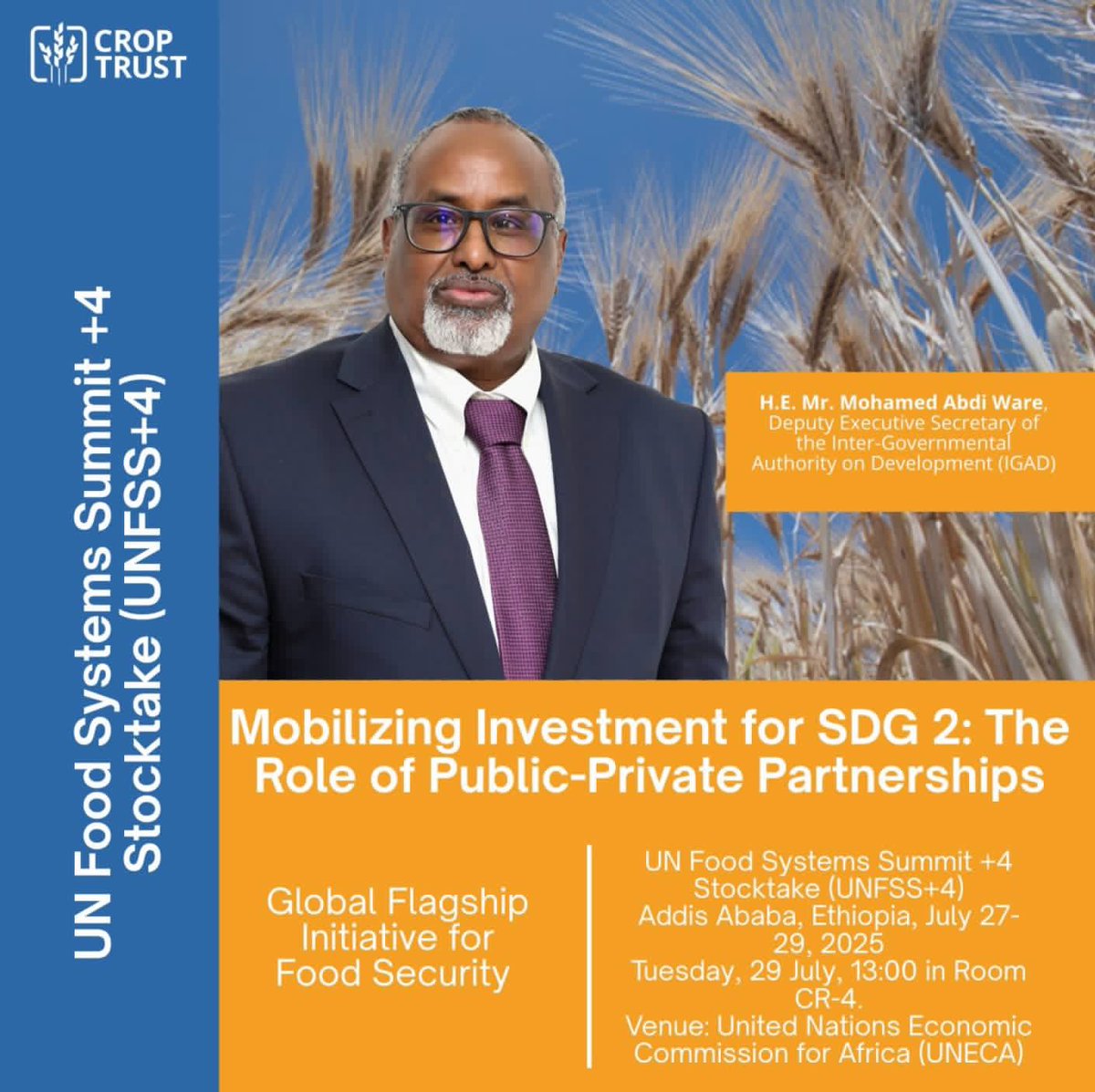 IGADsecretariat's tweet image. The #IGAD Deputy Executive Secretary, H.E. @MAWareSO, on behalf of the Executive Secretary, will participate in a High-Level Panel on ‘Mobilising Investment for SDG2: The Role of Public Partnerships’ at the UN Food Systems Summit planned in Addis Ababa, Ethiopia, from 27–29 July…