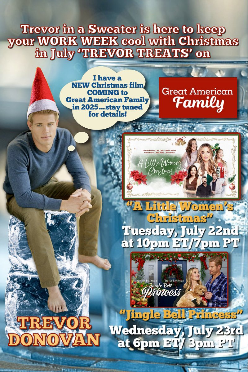 MistiB320592's tweet image. 🧊🎄🎥#DonoFANS CATCH/DVR 2 Christmas ‘Trevor Treats’ on @GAfamilyTV THIS Tue/Wed - #ALittleWomensChristmas & #JingleBellPrincess (👇🏻) & get EXCITED for Trevor in a Sweater’s teaser about his NEW 2025 CHRISTMAS MOVIE (stay tuned for details👀)🚨#GroundedInLove Aug 7th @PureFlix🎥