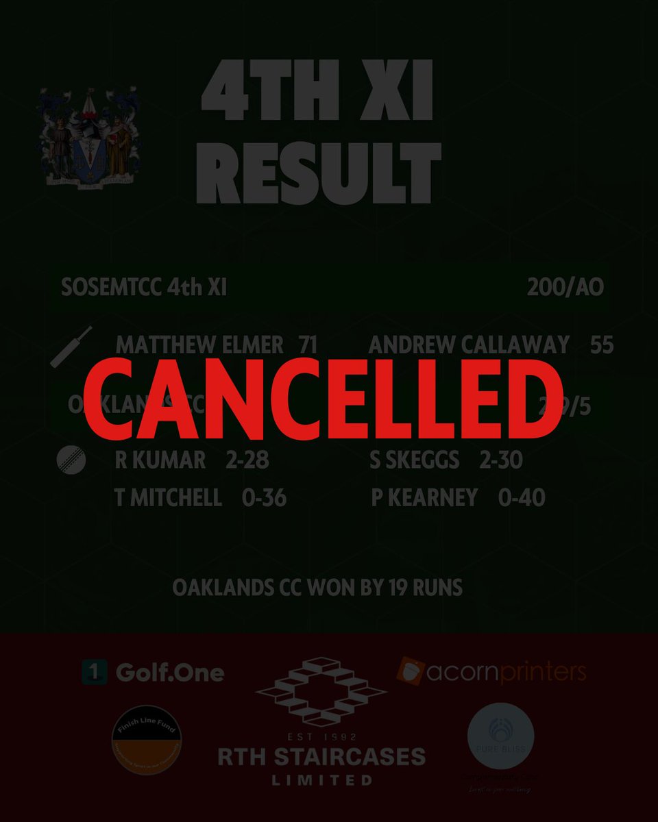 Tough week for the seasiders! Unfortunate to have our 1st and 4th XIs matches cancelled 🌧️

Shout out to Chris Hunt in the 2s with an incredible bowling beformance despite a tough loss!

Back to it next week!

#seasiders #sosemtcc