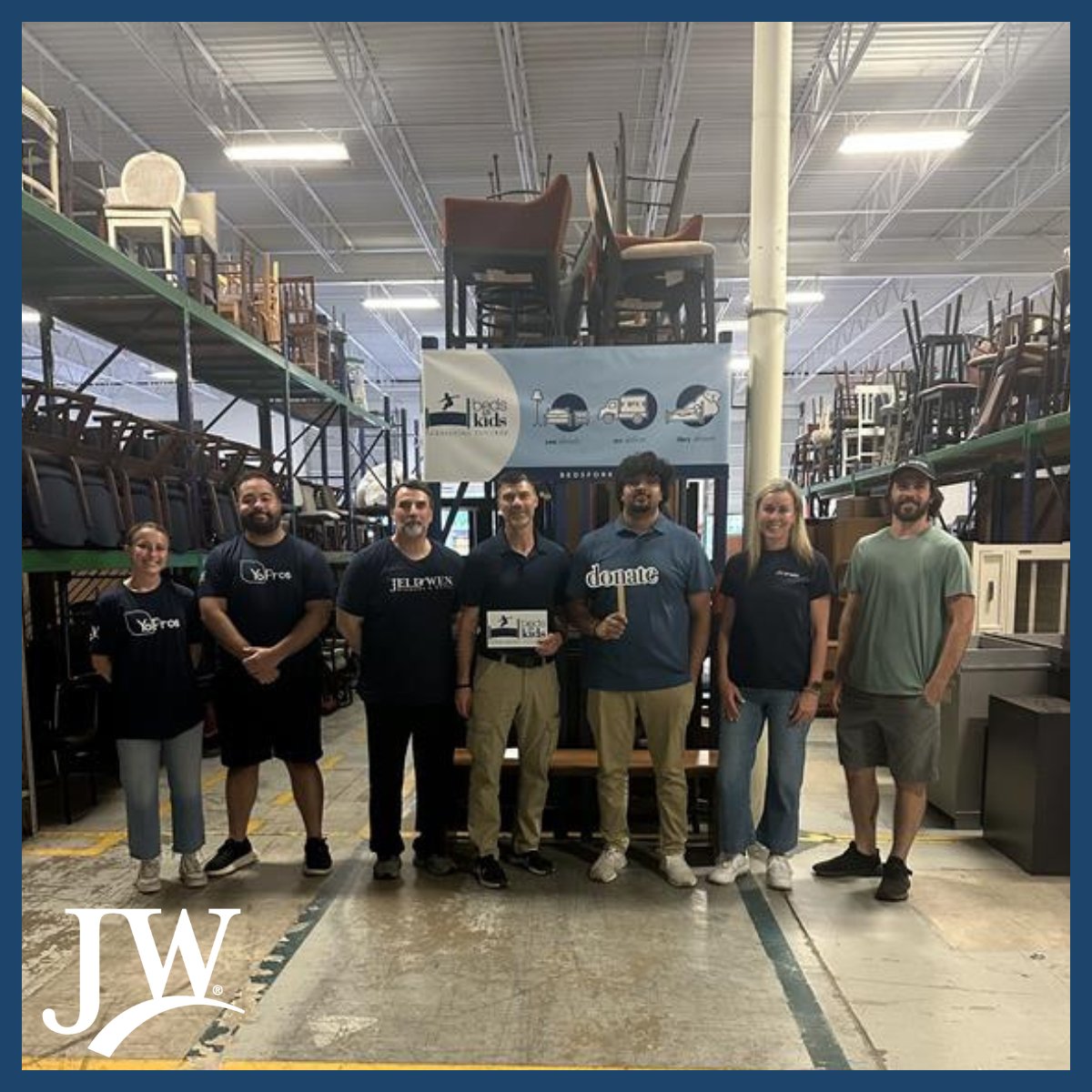 JELDWEN's tweet image. Members of our Young Professionals Employee Resource Group recently had the opportunity to volunteer with Beds for Kids.
Thank you to Beds for Kids for the meaningful work you do, and to our amazing volunteers!