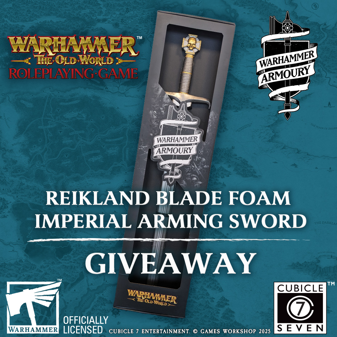 cubicle7's tweet image. ⚔️ Warhammer Armoury Giveaway Winner!
Congratulations to our winner in California, USA of the Reikland Blade Foam Imperial Arming Sword, from our friends at @Burgschneider. Check your inbox!  

Warhammer:The Old World Roleplaying Game. Pre-order Now!
cubicle7games.com/warhammer-the-…

#rpg