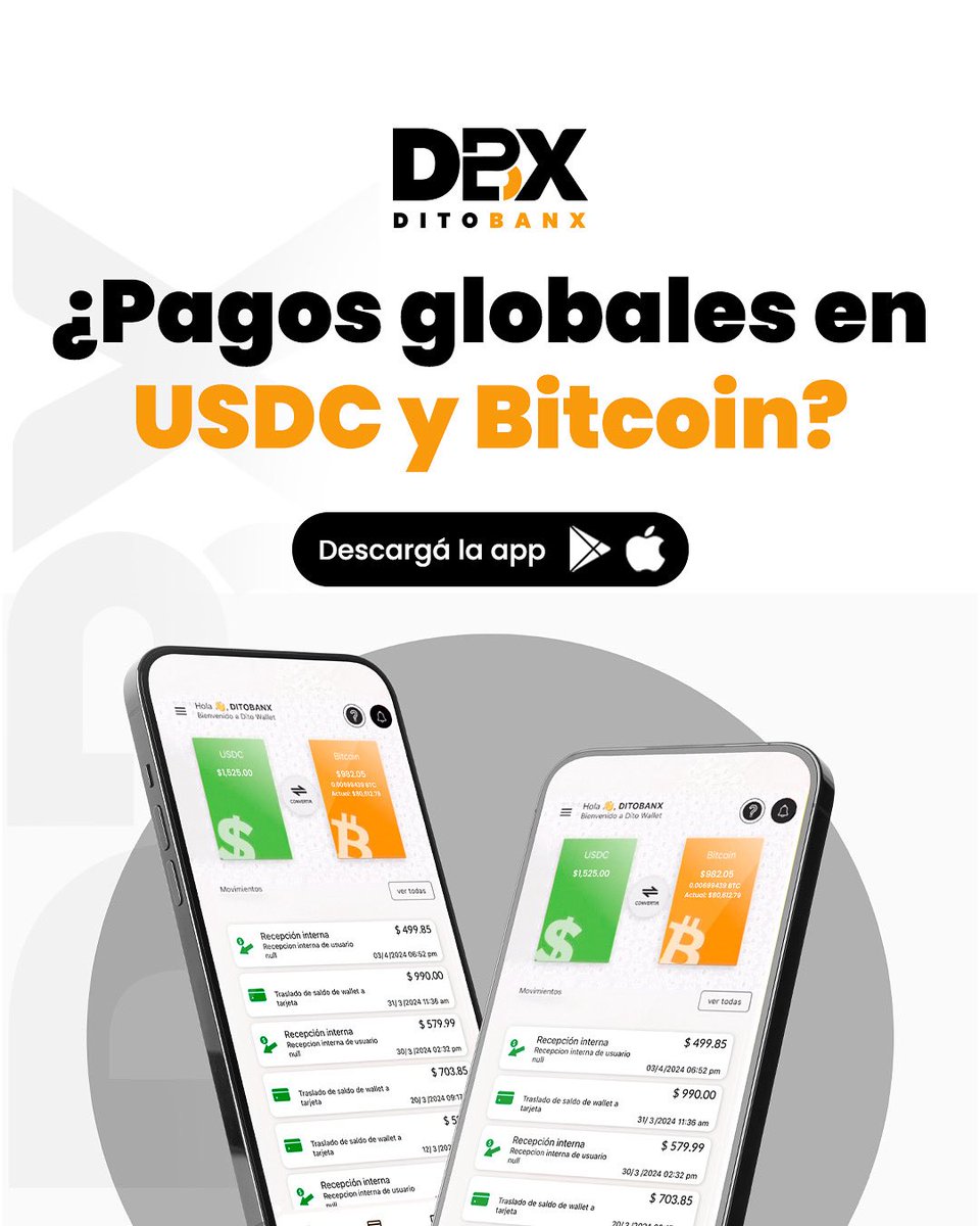 Ditobanx's tweet image. 🌍 ¿Pagos globales en USDC y Bitcoin?
Descarga tu DitoWallet y obtenela en solo 5 minutos.
Sin fronteras, sin complicaciones.

Descarga en: ditobanx.com

#PagosGlobales #DitoWallet #Bitcoin #USDC #Fintech