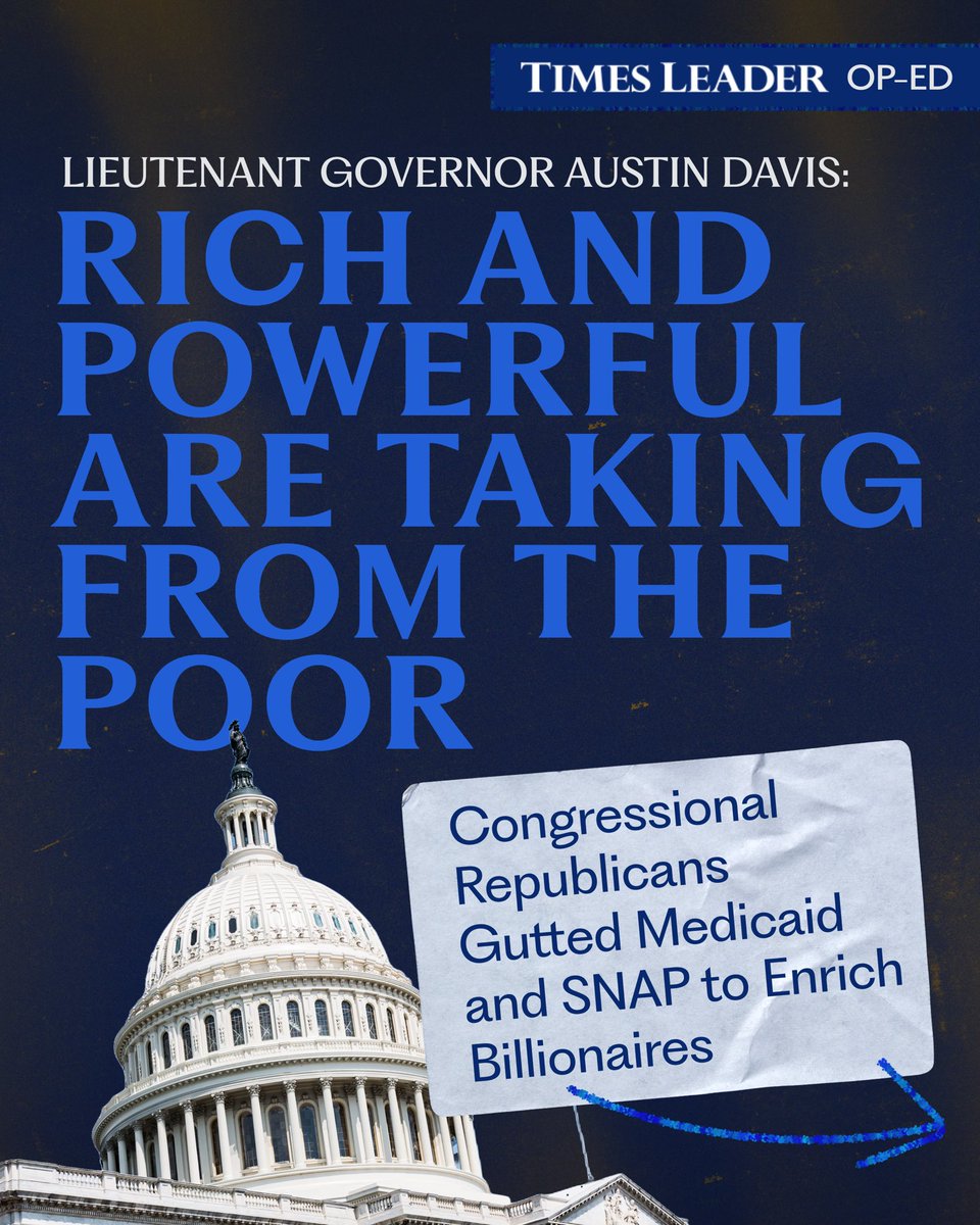 LGAustinDavis's tweet image. What Congressional Republicans in Washington voted for will make life even harder for blue-collar and working-class people – all to give tax breaks to their billionaire friends.
I believe that those who are closest to the pain should be closest to the power. We’re seeing right…