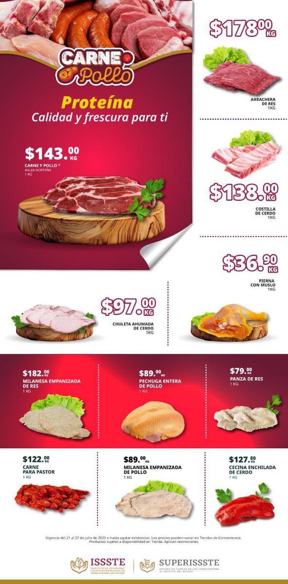 ¡Arranca la semana con sabor y frescura! Como cada lunes, en #LunesDelHuerto de <a href="/TUSUPERISSSTE/">SUPERISSSTE</a> te espera la mejor selección de frutas y verduras frescas 🍎🥕 a precios que te van a encantar.

Y eso no es todo: en nuestra sección de cárnicos encontrarás una variedad irresistible