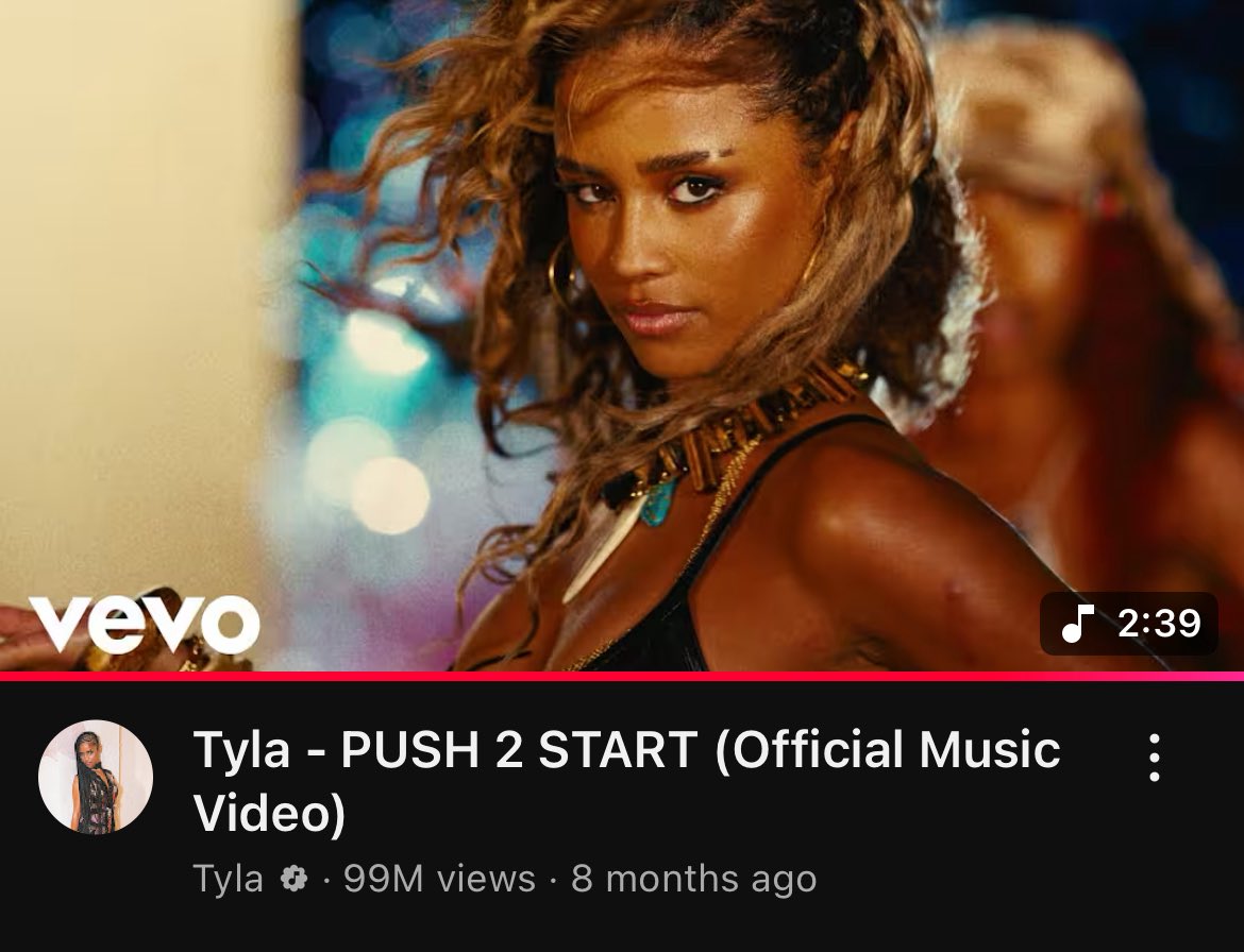 tylasego's tweet image. PUSH 2 START is only 1 view away from reaching 100 million views on youtube.