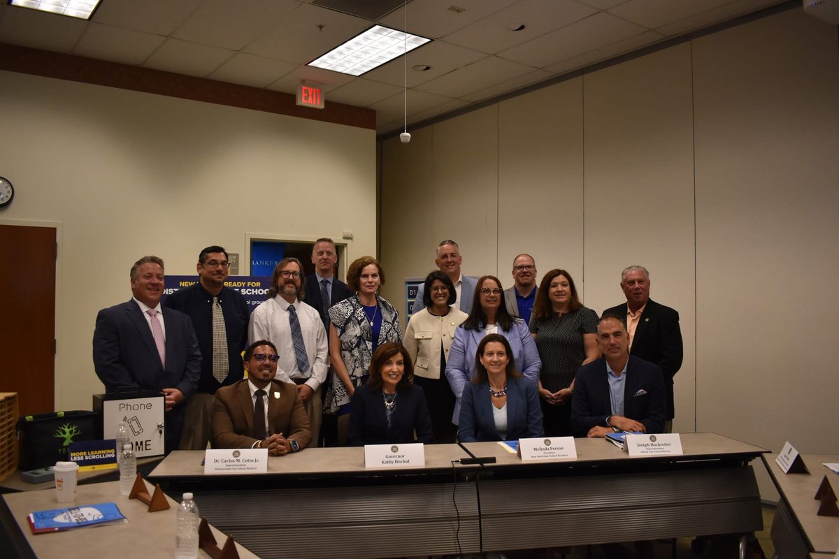 MCCoyCountyExec's tweet image. This morning, I attended a roundtable at NYSUT headquarters to discuss the implementation of bell-to-bell smartphone restrictions this fall. Our kids deserve to learn without distractions, and our teachers deserve the space to teach without competing with screens. I applaud…