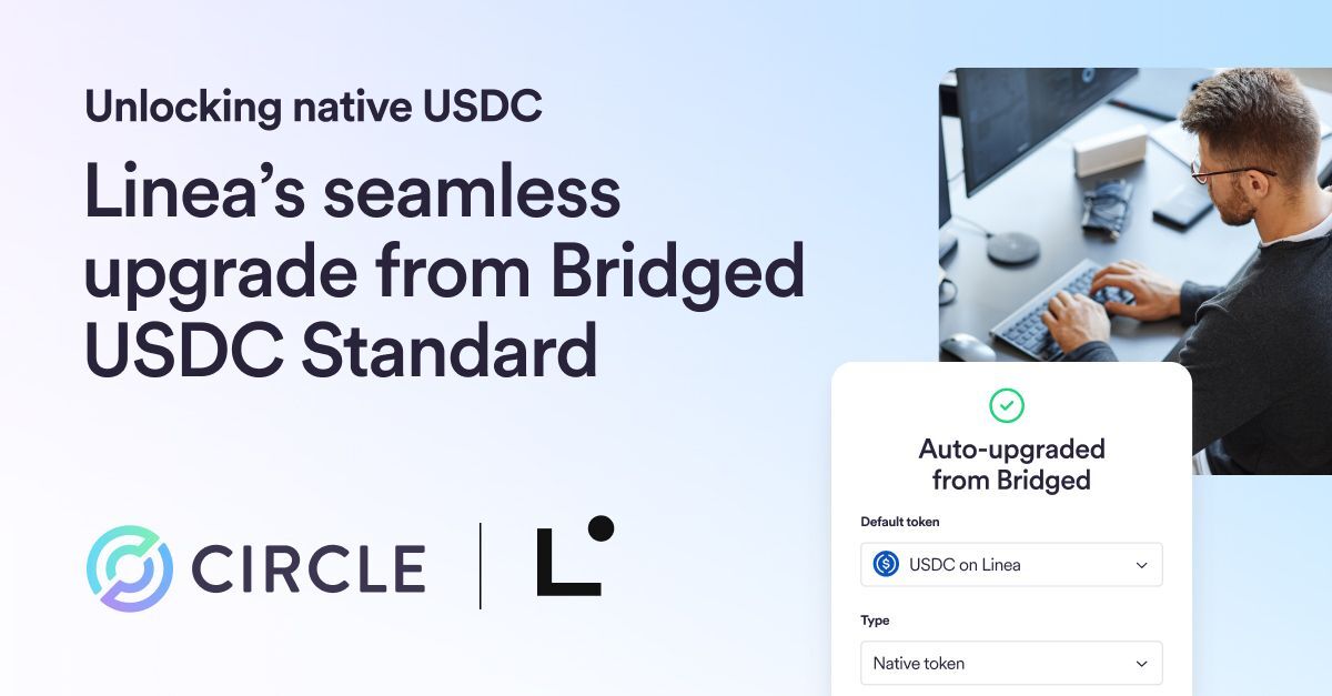 circle's tweet image. Unlocking Native @USDC: Linea’s Seamless Upgrade from Bridged USDC Standard
@LineaBuild transitioned from bridged to native USDC, without disrupting users, liquidity, or apps.
✅No liquidity migration
✅No smart contract changes
✅No end user friction
This was the first ever…