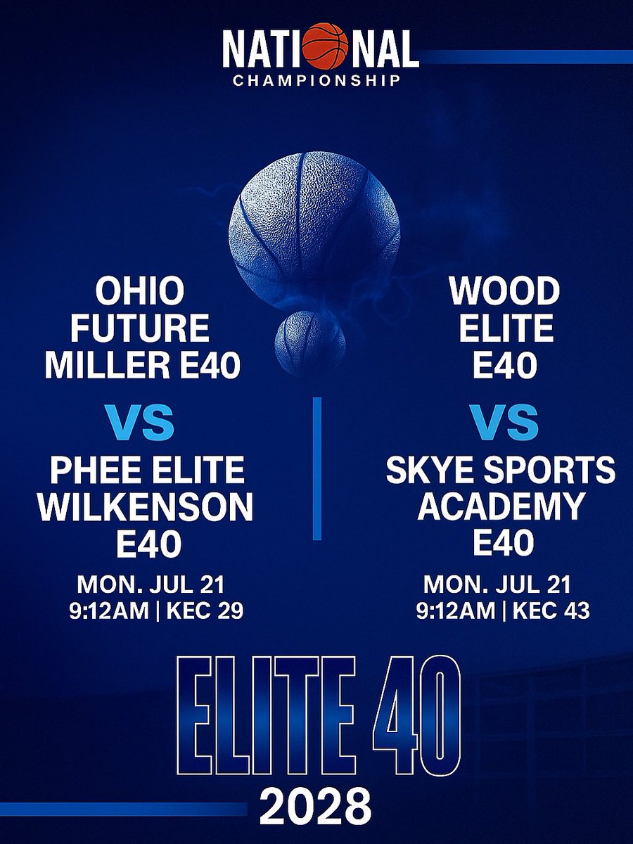 Elite40League's tweet image. Final 4 is set for the ELITE 40 | 2028 👑
Who’s taking the crown Monday morning?