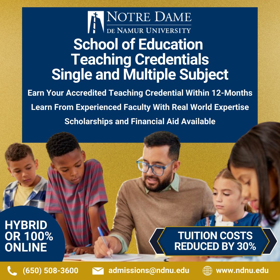 bethmartinphd's tweet image. Dreaming of leading a classroom and making a lasting impact? 🌍 NDNU’s Credential Programs provide a fast track to teaching, integrating coursework with graduate degrees, saving you time &amp;amp; money!  

💡📚 Learn more: buff.ly/shtz0Jh

#TeachingCredentials #NDNU #Education