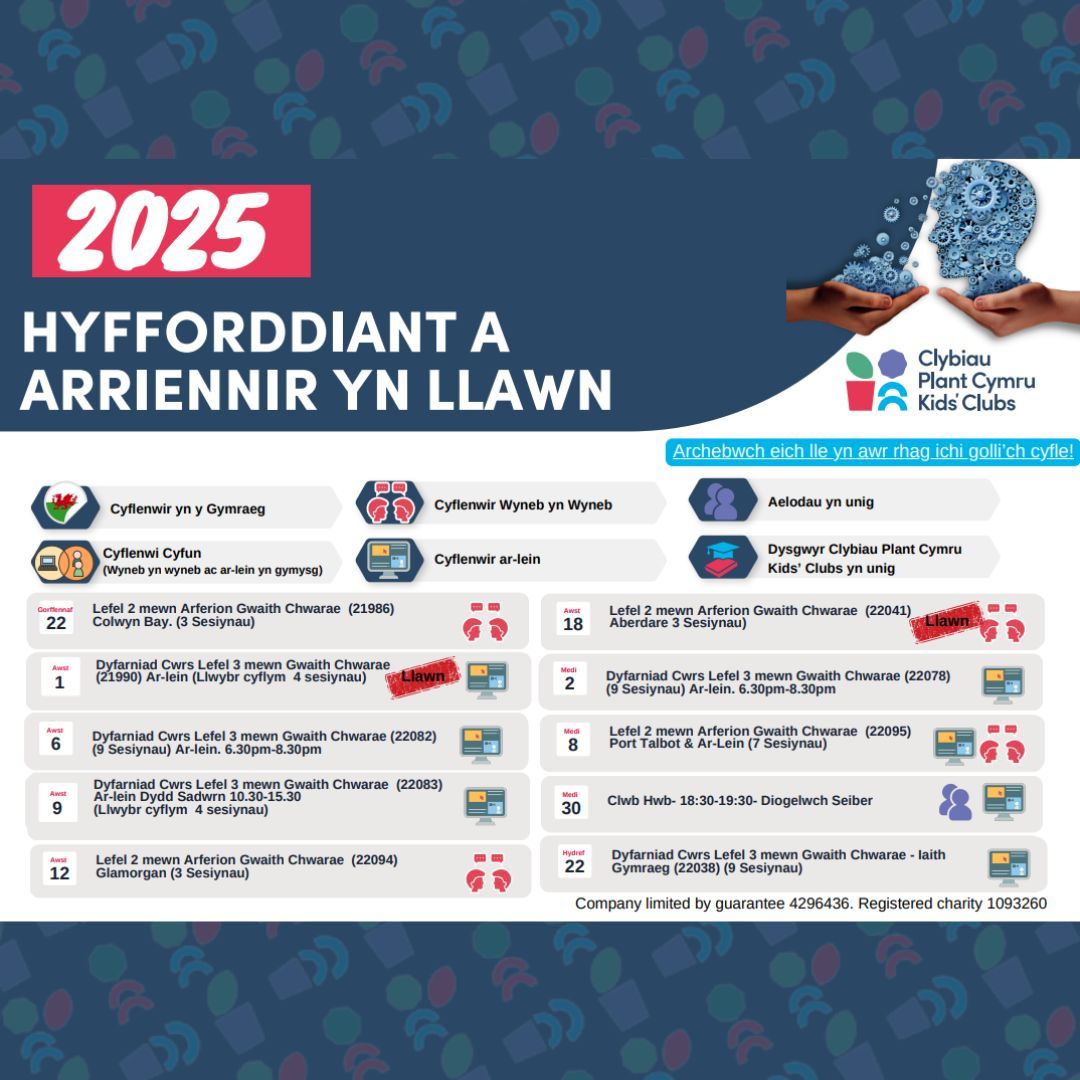 🌟 Cyrsiau newydd wedi'u hychwanegu! Brysiwch! 🌟 
Cliciwch yma i sicrhau eich lle👉 👉 buff.ly/Te7aIji