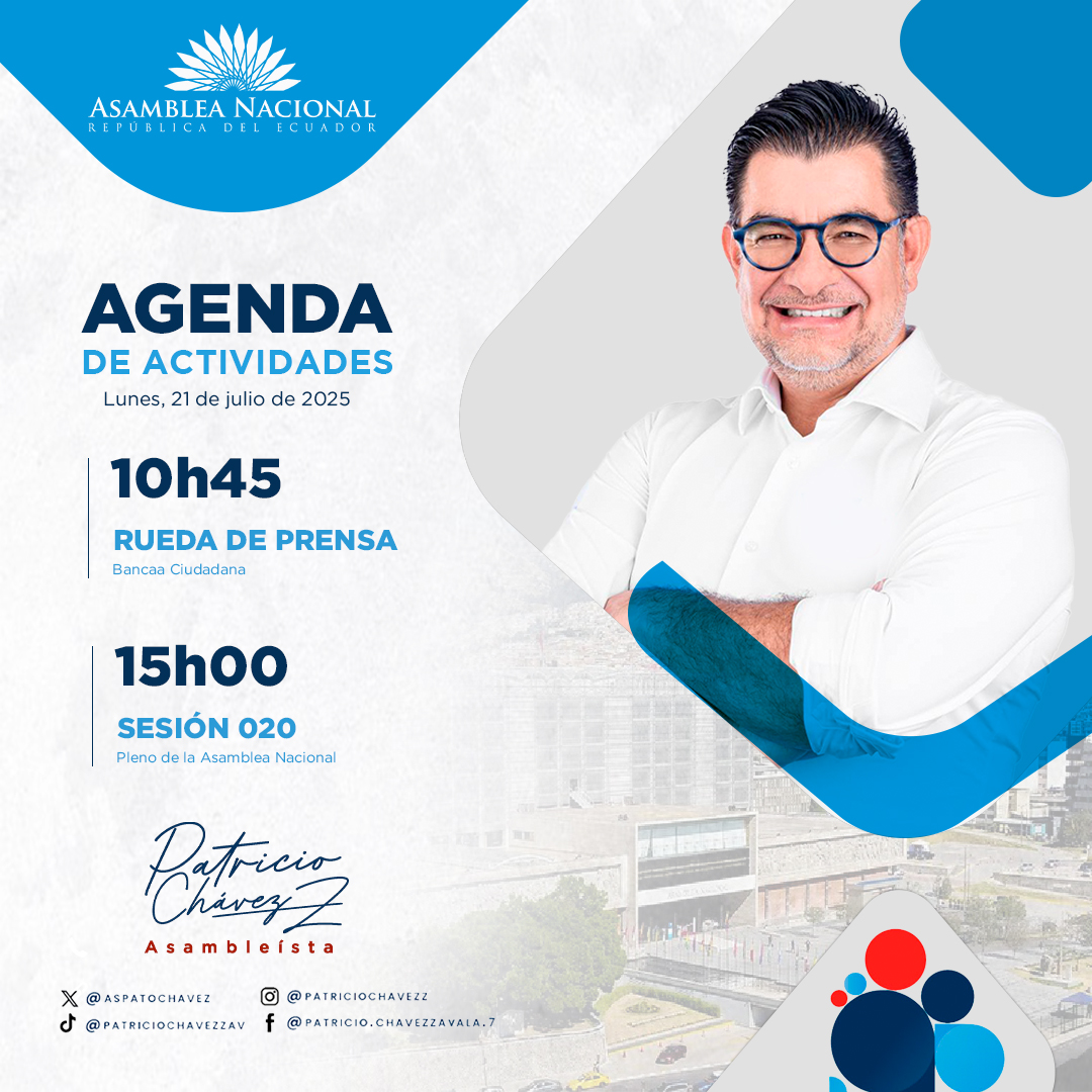AsPatoChavez's tweet image. 🗒️ Comparto la agenda legislativa que cumpliré este lunes, 21 de julio de 2025.