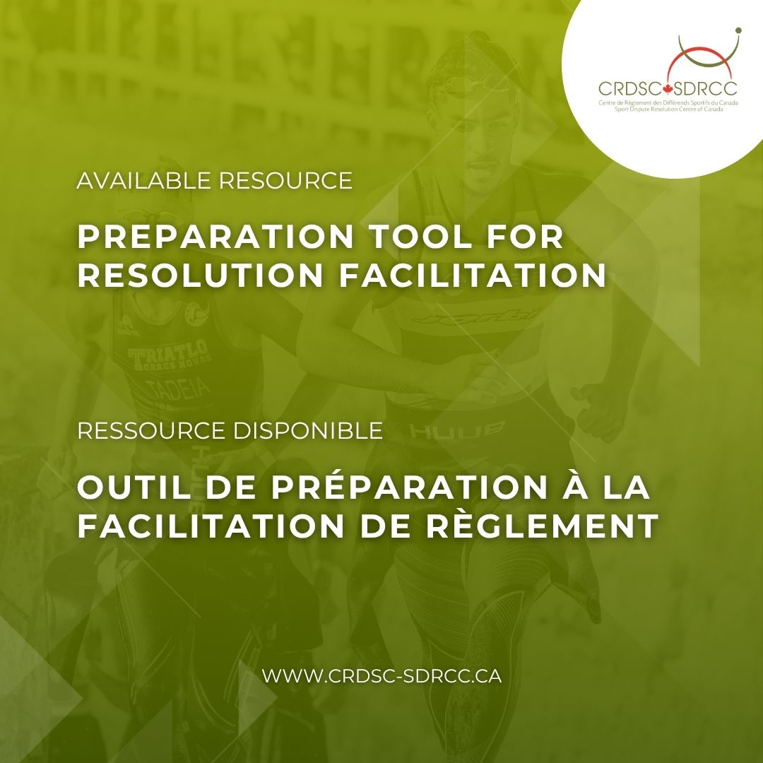 Saviez-vous que près du tiers des différends portés en appel au CRDSC se règlent avant le processus d’arbitrage? 😮

➡️ Nous avons créé un outil de préparation à la facilitation de résolution, téléchargez-le ici : bit.ly/4lYRFtR