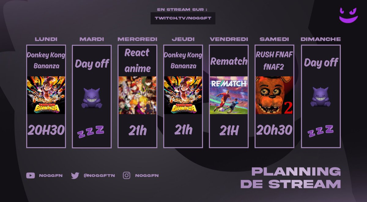Et voici le planning de la semaine !

J’espère qu’il vous plaît, on se voit ce soir pour en parler 🫶