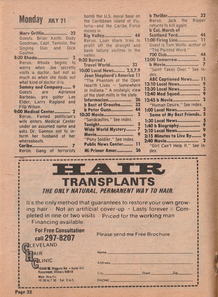 ChicagoTVGuides's tweet image. #OTD in 1975
The Rookies, S.W.A.T, Maude, "Charlie Chan at the Wax Museum", Rhoda, Medical Center, Caribe, Sammy and Company, Wide World Mystery, more...
Chicago Sun-Times TV Prevue. July 21, 1975