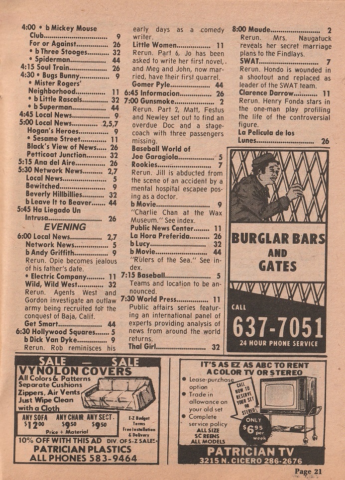 ChicagoTVGuides's tweet image. #OTD in 1975
The Rookies, S.W.A.T, Maude, "Charlie Chan at the Wax Museum", Rhoda, Medical Center, Caribe, Sammy and Company, Wide World Mystery, more...
Chicago Sun-Times TV Prevue. July 21, 1975