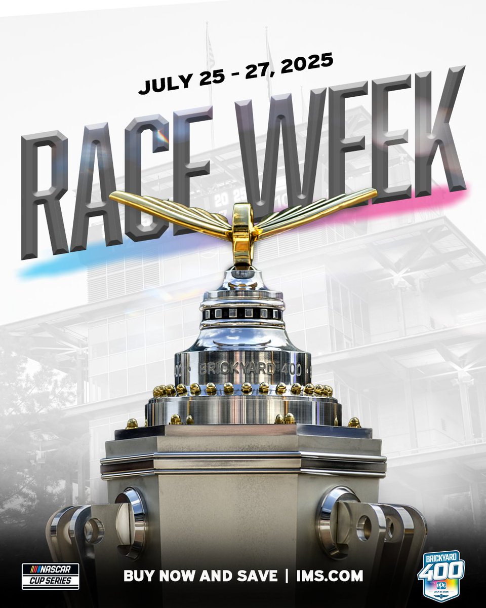 IMS's tweet image. 🚨 IT'S #Brickyard400 RACE WEEK! 🚨
🎟️ >>> IMS.com/Brickyard