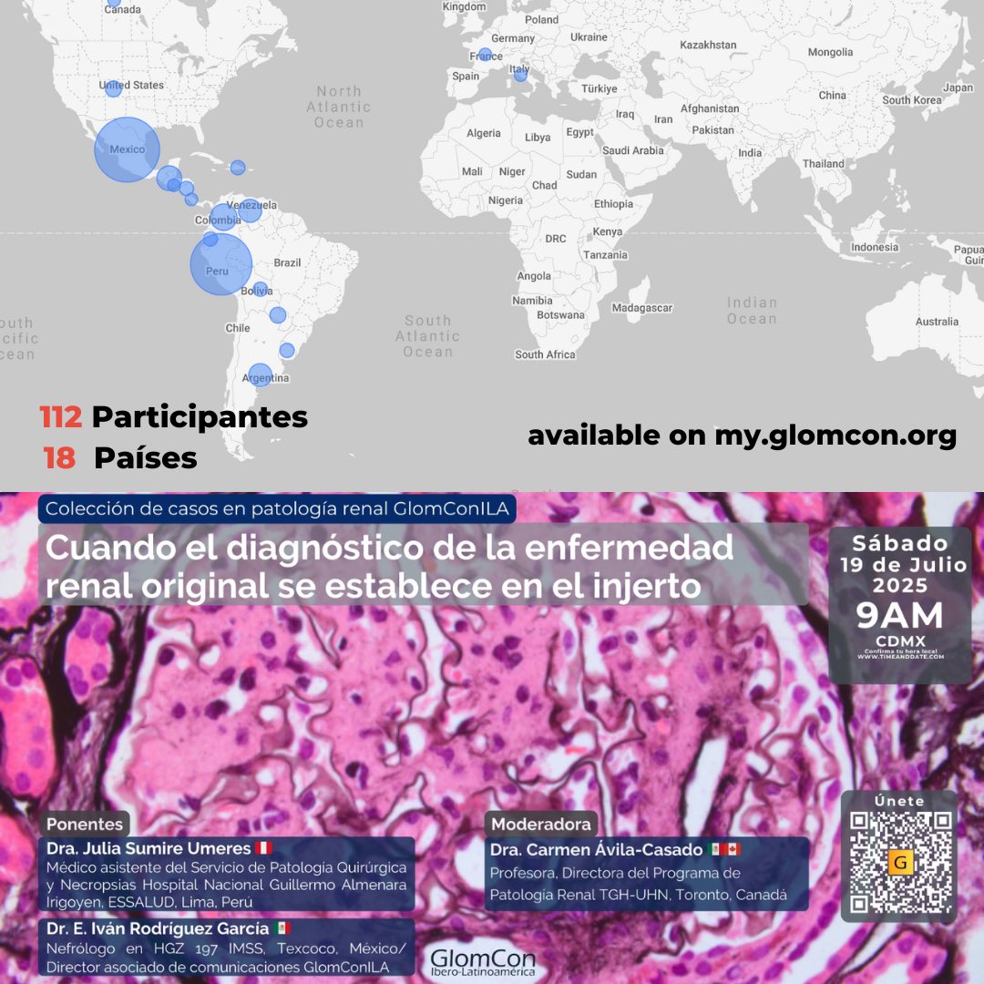 GlomCon Ibero-LatinoAmérica (@glomconila) on Twitter photo ☞ Cuando el diagnóstico de la enfermedad renal original se establece en el injerto
Por:
👩🏻⚕️Dra. Julia Sumire
👨🏻⚕️Dr. Iván Rodríguez <a href="/goldenglom/">Ivan Rodriguez</a>
Total de participantes:112
Transmitido en 18 países
Te perdiste la sesión, o deseas verla de nuevo, entra a: my.glomcon.org ☞ Cuando el diagnóstico de la enfermedad renal original se establece en el injerto
Por:
👩🏻⚕️Dra. Julia Sumire
👨🏻⚕️Dr. Iván Rodríguez <a href="/goldenglom/">Ivan Rodriguez</a>
Total de participantes:112
Transmitido en 18 países
Te perdiste la sesión, o deseas verla de nuevo, entra a: my.glomcon.org
