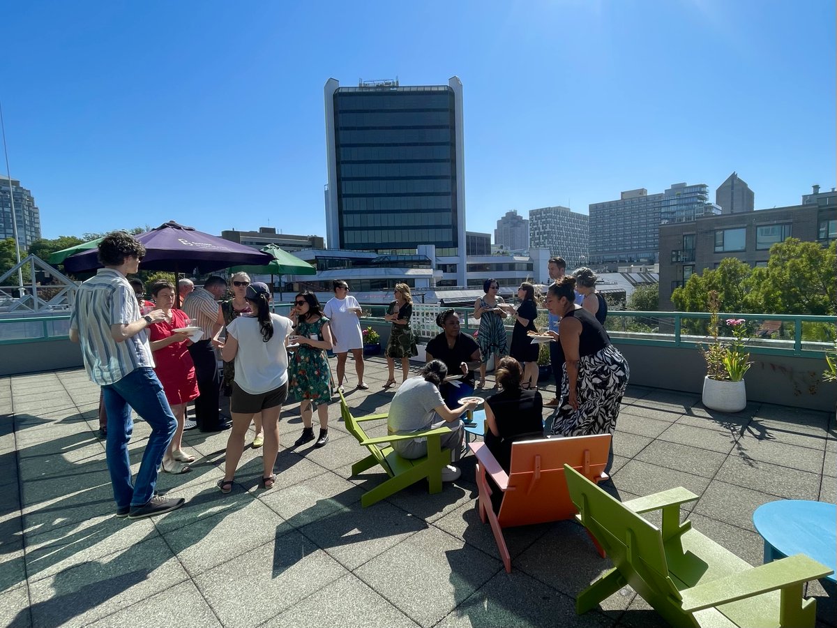 GenomeBC's tweet image. ☀️ Last week, we hit pause on the everyday grind and stepped outside to smell the sunflowers at Genome BC’s summer patio party! 🌻🍕
Here’s to science, summer and the team that keeps both growing. 🧬🌿🕶️
#GenomeBC #SummerVibes #TeamScience #PatioParty #ScienceInBloom