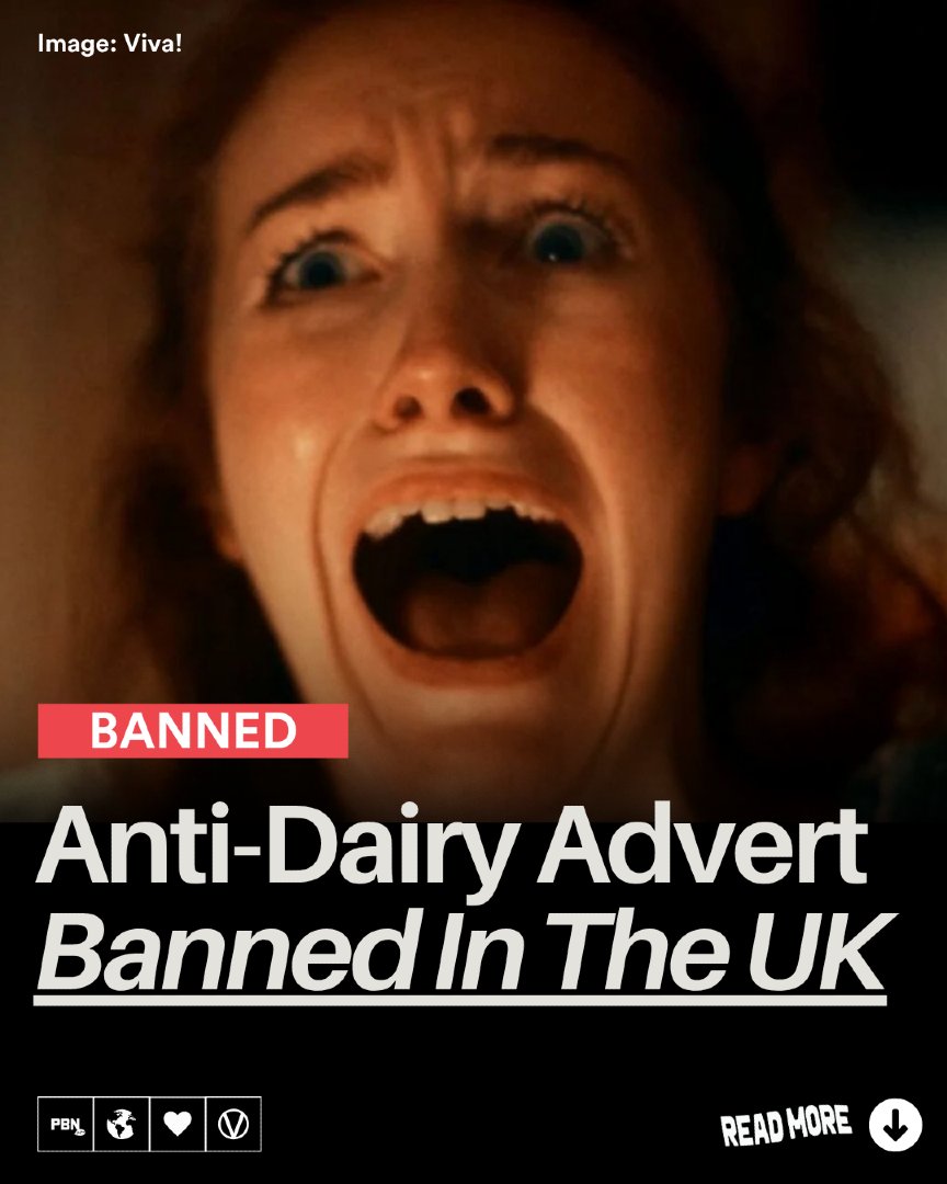 PlantBasedNews's tweet image. An advert raising awareness of the dairy industry has been banned in the UK.
The Advertising Standards Authority (ASA) ruled that the ad, created by animal rights organization Viva!, was “irresponsible” and likely to cause “serious and widespread offence.”