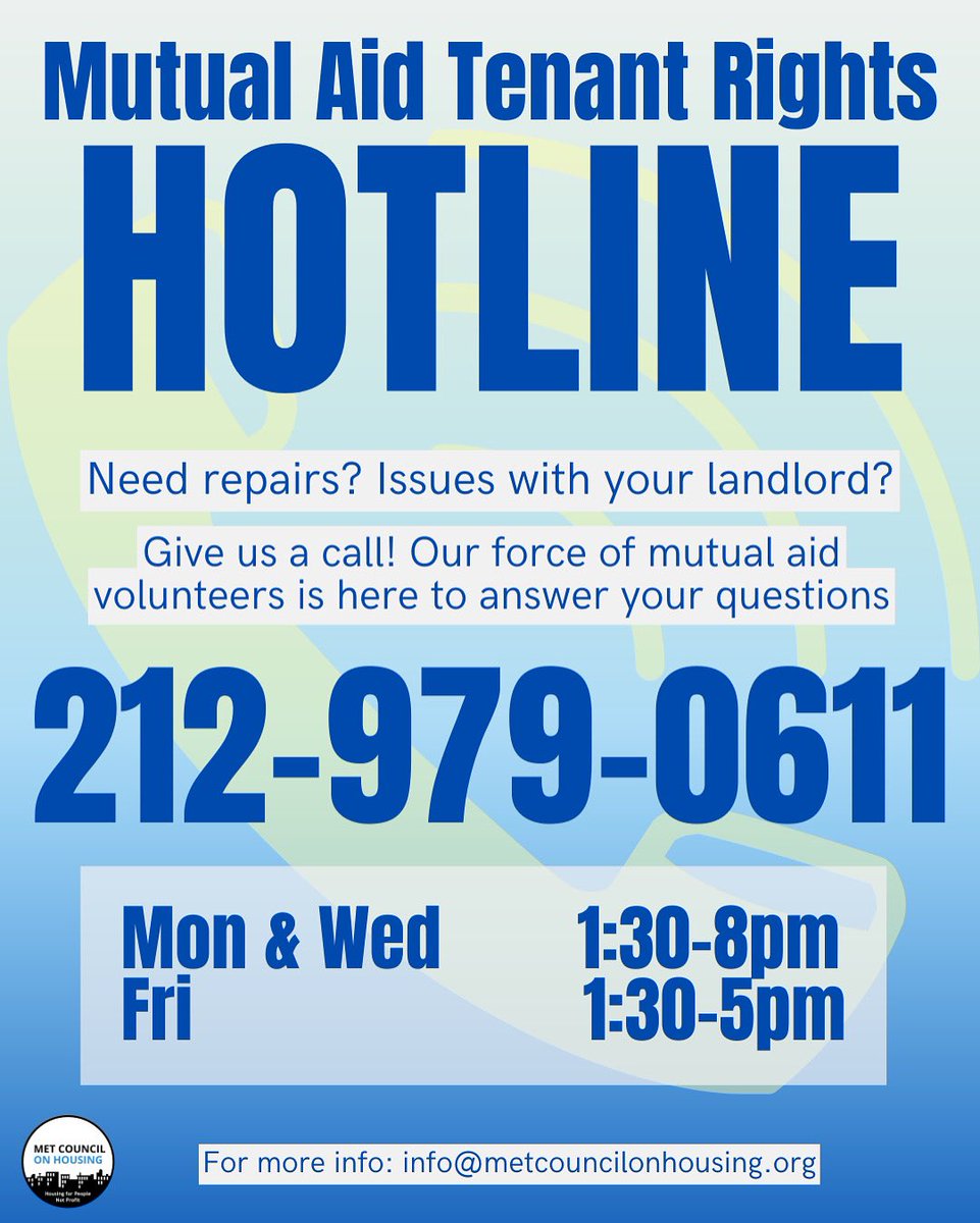 Need repairs? Issues with your landlord?

Give us a call, our force of mutual aid volunteers is here to answer your questions.

ps: We’re also looking for volunteers