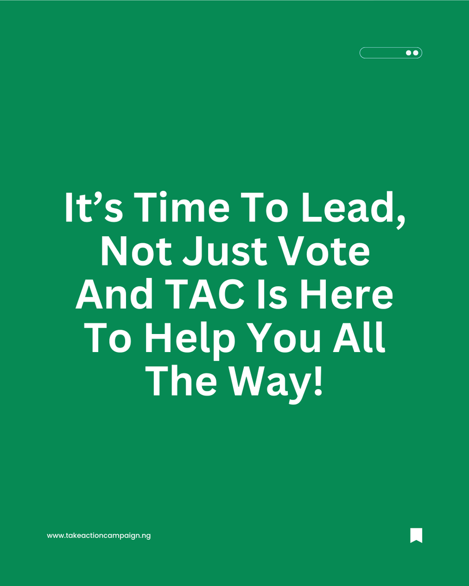 TAC_Campaign's tweet image. Are you interested in making real change *in Nigeria* through politics?

The Take Action Campaign (TAC) is a civic movement designed to help young Nigerians (ages 25 – 45) prepare to run for office—starting now.