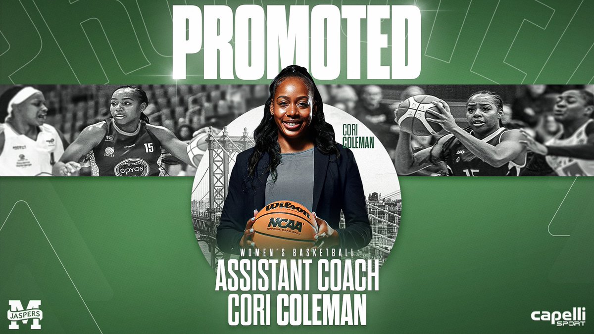 Manhattan_WBB's tweet image. ✍️: PROMOTED ‼️
Congratulations to our very own Cori Coleman, who has been elevated to Assistant Coach ahead of the 2025-26 campaign ⤵️
🔗: bit.ly/4m5uyhg
#GoJaspers | #playGREEN