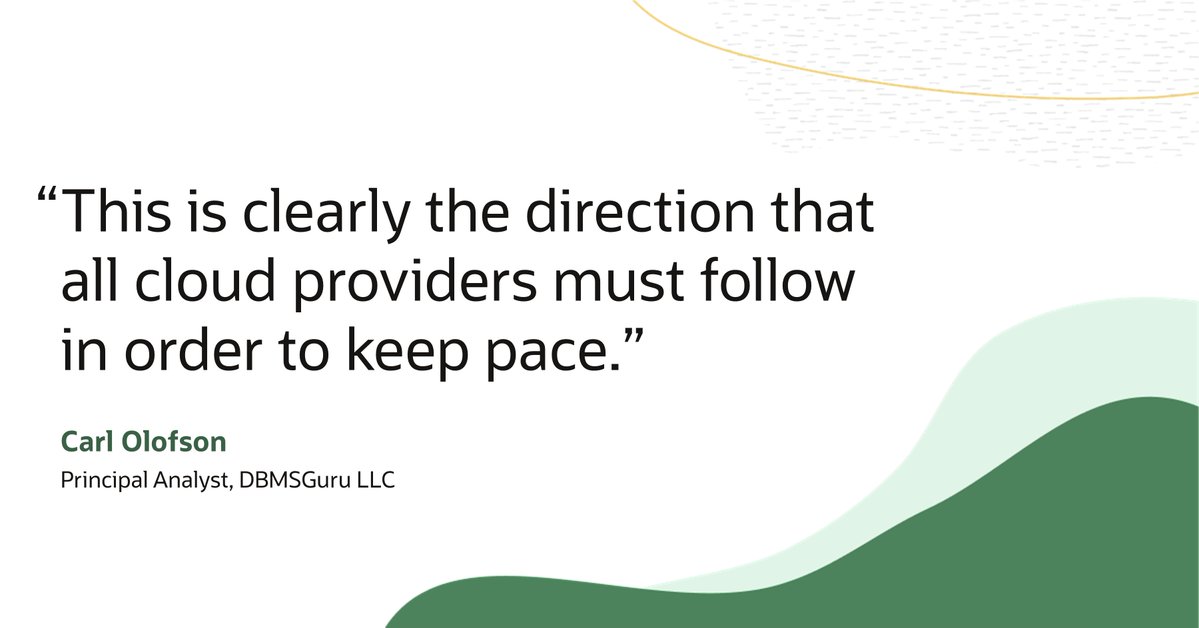 Carl Olofson at DBMSGuru says: "Ultimately, this multicloud paradigm implemented by Oracle and AWS delivers business and financial benefits to their mutual customers as they enjoy the simplicity, security, and low latency of a unified operating environment." Read more about