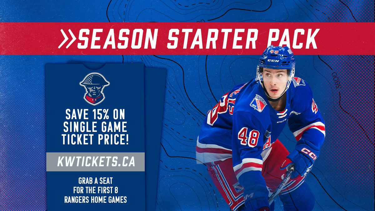 OHLRangers's tweet image. Kitchener Rangers Introduce Season Starter Pack!
📰 bit.ly/4m4ZKwX
🎟️ bit.ly/3Uo3cqM
#RTown | #BattleBuilt