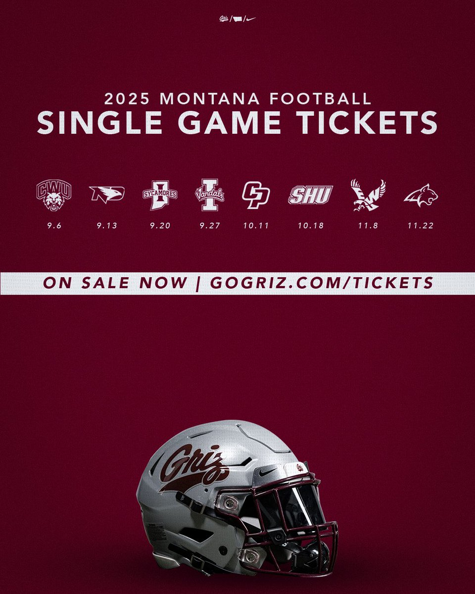 UMGRIZZLIES's tweet image. We can’t wait to see you in Washington-Grizzly Stadium this fall!
Single-game tickets are now on sale! Act now, as mini plans are sold out and season tickets are nearly gone!
🎟️ GoGriz.com/tickets