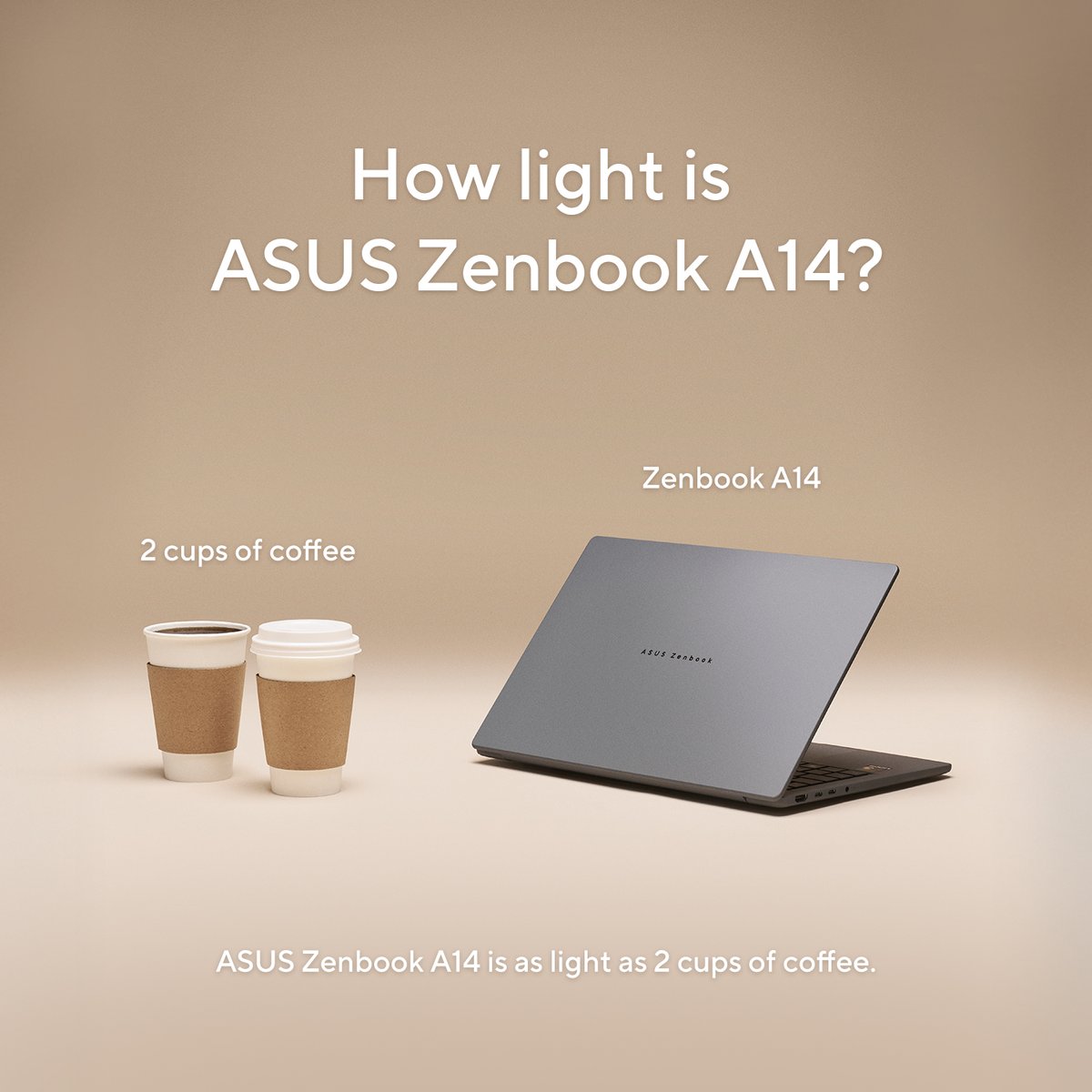 ASUSUSA's tweet image. ✨ So light, it might float away! 👀
Swipe to see just how featherweight the #ASUS #Zenbook A14 really is. 🪶💻
What would you compare it to? Drop your answer below! 💭
#DesignYouCanFeel | Explore more on us.asus.click/zba14