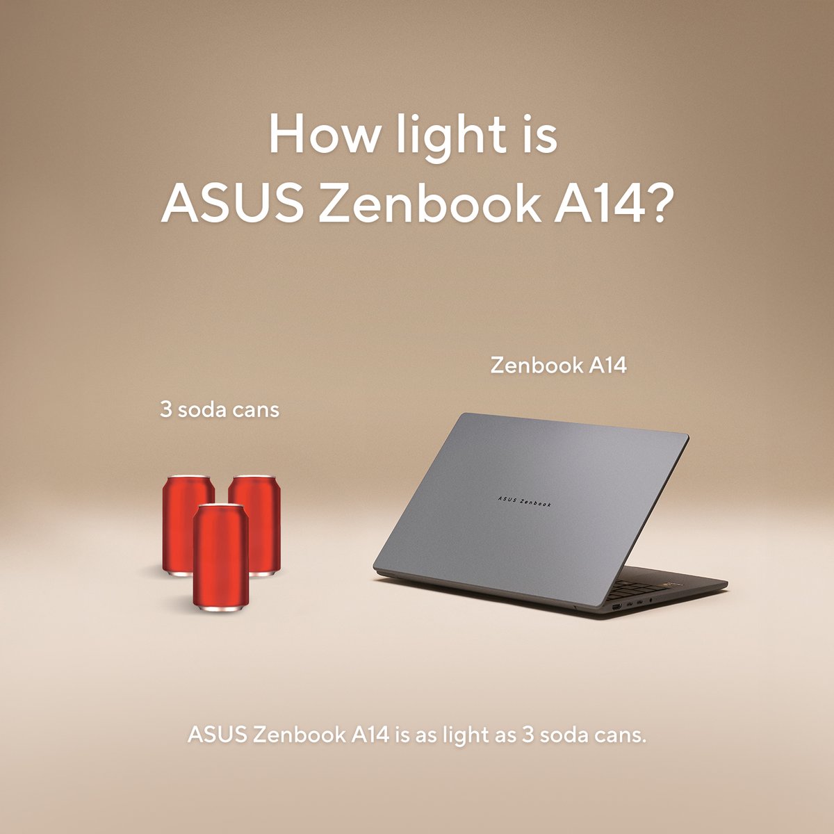 ASUSUSA's tweet image. ✨ So light, it might float away! 👀
Swipe to see just how featherweight the #ASUS #Zenbook A14 really is. 🪶💻
What would you compare it to? Drop your answer below! 💭
#DesignYouCanFeel | Explore more on us.asus.click/zba14