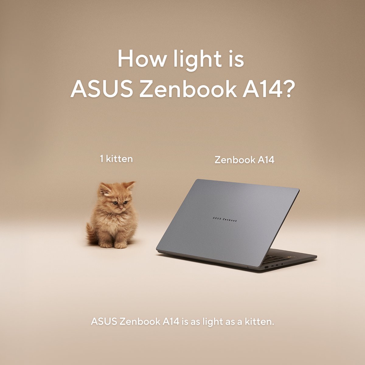 ASUSUSA's tweet image. ✨ So light, it might float away! 👀
Swipe to see just how featherweight the #ASUS #Zenbook A14 really is. 🪶💻
What would you compare it to? Drop your answer below! 💭
#DesignYouCanFeel | Explore more on us.asus.click/zba14