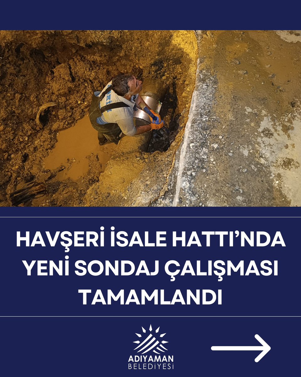 AdiyamanBelTR's tweet photo. Havşeri İsale Hattında Yeni Sondaj Çalışması Tamamlandı 💧 

Adıyaman Belediyemiz, içme suyu temininde önemli bir rol üstlenen Havşeri Ana İsale Hattı’nda yeni bir sondaj çalışmasını başarıyla tamamladı. 

Hattın beslendiği Havşeri Ovası’nda açılan yeni sondaj kuyusunun şehir şebekesine bağlantısı, Su ve Kanalizasyon İşleri Müdürlüğü ekiplerinin yoğun çalışmasıyla gerçekleştirildi. 

Dün sabah erken saatlerde başlayan ve gece yarısına kadar kesintisiz süren çalışmalar kapsamında şehir şebekesine saniyede yaklaşık 3️⃣0️⃣ litre ilave su sağlandı.