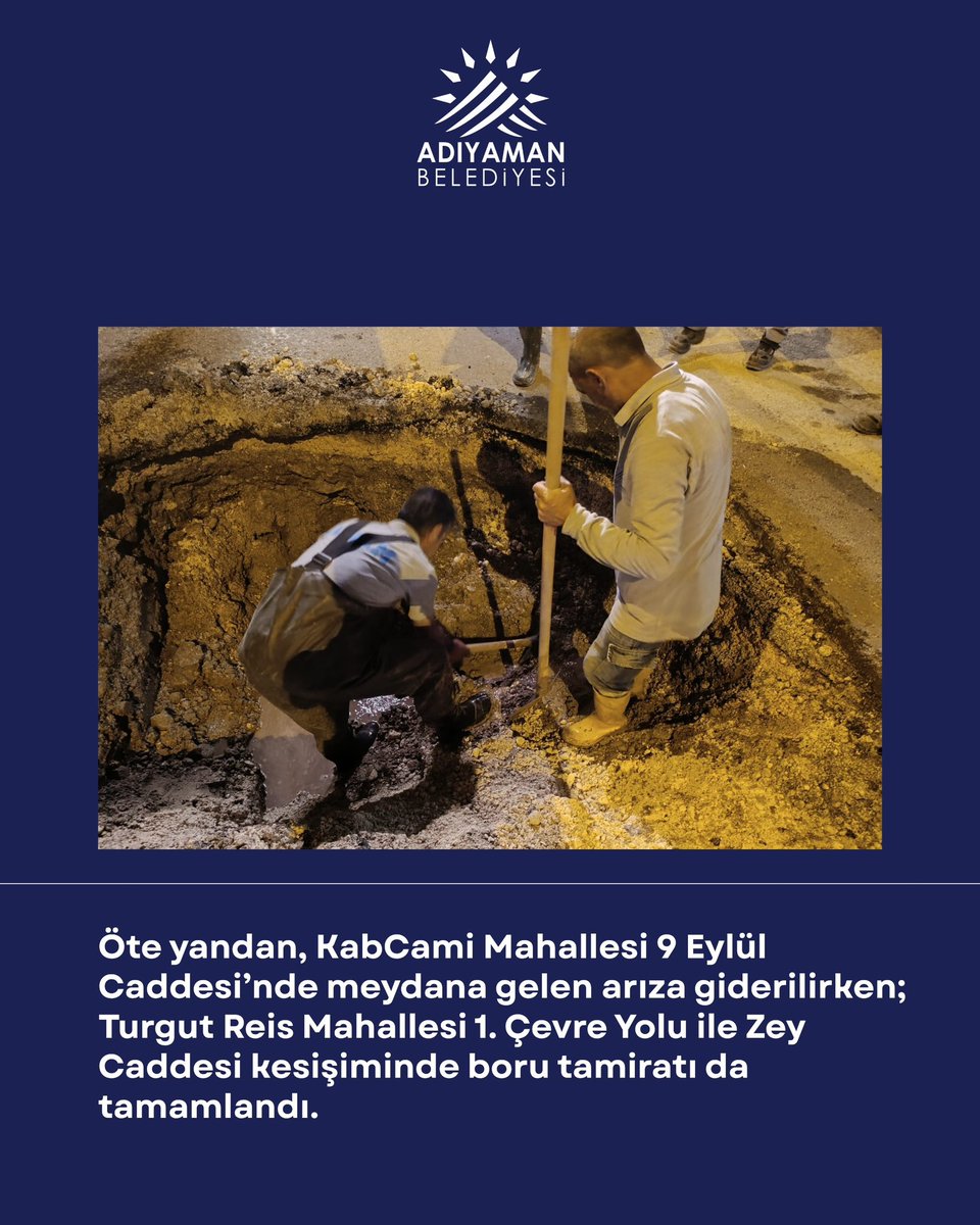 AdiyamanBelTR's tweet photo. Havşeri İsale Hattında Yeni Sondaj Çalışması Tamamlandı 💧 

Adıyaman Belediyemiz, içme suyu temininde önemli bir rol üstlenen Havşeri Ana İsale Hattı’nda yeni bir sondaj çalışmasını başarıyla tamamladı. 

Hattın beslendiği Havşeri Ovası’nda açılan yeni sondaj kuyusunun şehir şebekesine bağlantısı, Su ve Kanalizasyon İşleri Müdürlüğü ekiplerinin yoğun çalışmasıyla gerçekleştirildi. 

Dün sabah erken saatlerde başlayan ve gece yarısına kadar kesintisiz süren çalışmalar kapsamında şehir şebekesine saniyede yaklaşık 3️⃣0️⃣ litre ilave su sağlandı.