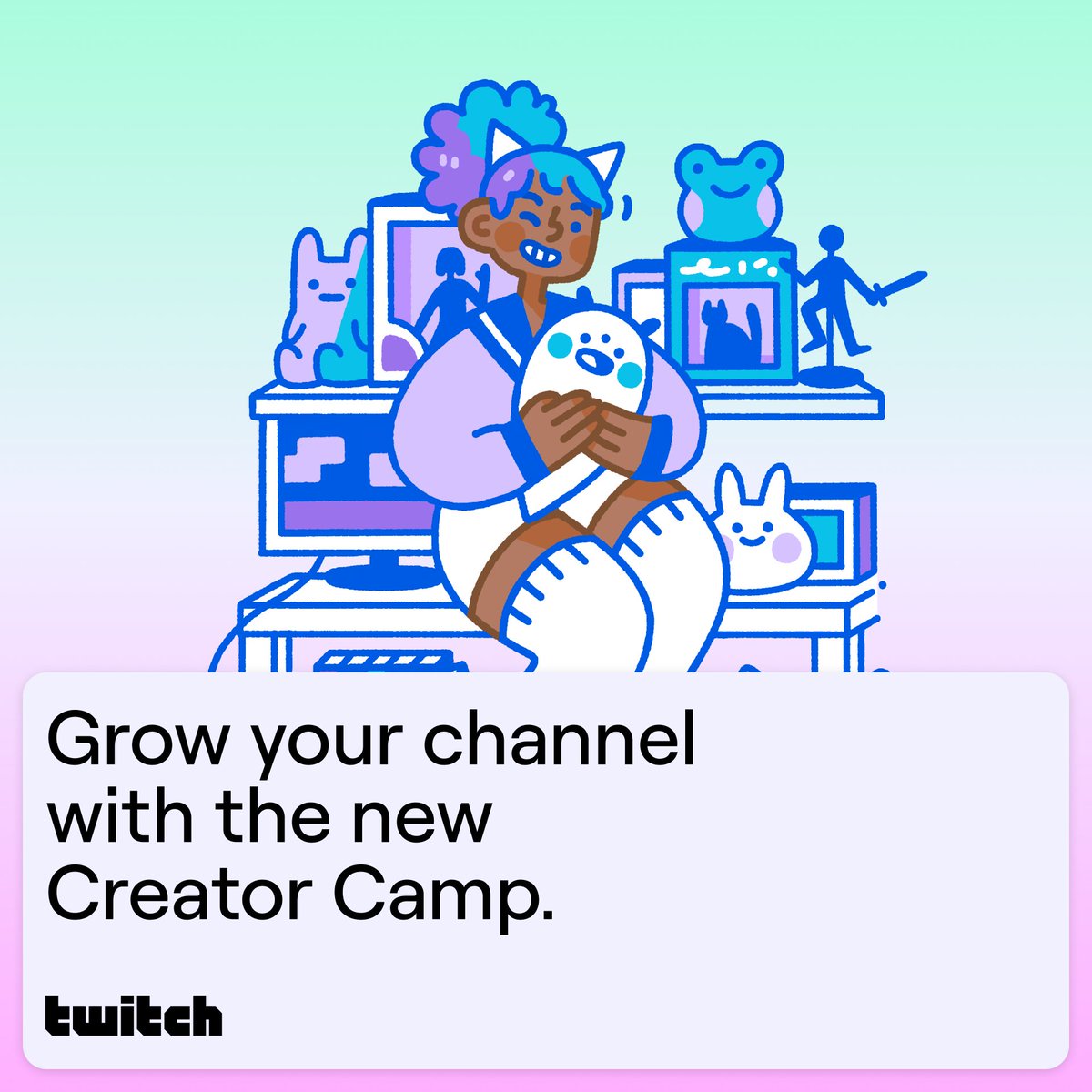 Twitch's tweet image. Learn 🔁 Grow. Creator Camp just got an upgrade.
🎥 New streamer video tutorials
📝 Improved help articles
🔴 Monthly livestream Q&A sessions
Kickstart your streaming journey at twitch.tv/creatorcamp