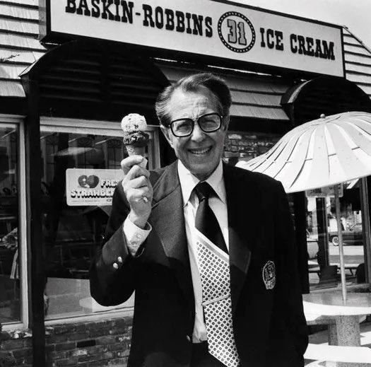 curatorWH's tweet image. Baskin Robbins was founded in 1953 by Jewish entrepreneurs Irv Robbins and Burt Baskin, brothers in law,who merged their ice cream shops. They introduced the “31 flavors” idea, revolutionized franchising and self serve counters, and became a postwar American icon.