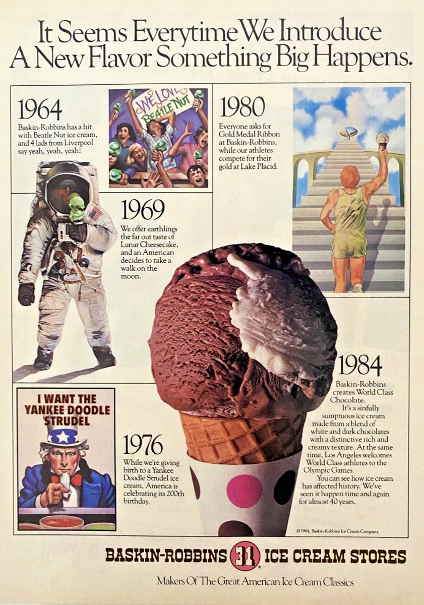 curatorWH's tweet image. Baskin Robbins was founded in 1953 by Jewish entrepreneurs Irv Robbins and Burt Baskin, brothers in law,who merged their ice cream shops. They introduced the “31 flavors” idea, revolutionized franchising and self serve counters, and became a postwar American icon.