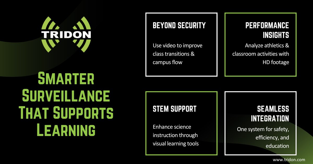 Video surveillance enhances security and supports education! At Tridon Communications, we help schools innovate with video systems for class transitions, athletic analysis, and science instruction 🎥🧪. #SmartSchools #VideoSurveillance #EducationSupport #TridonTech