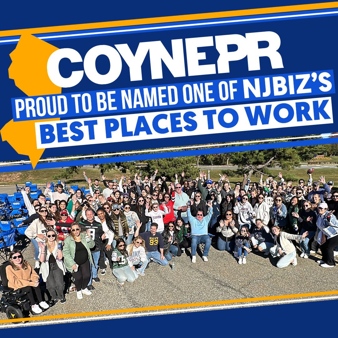 We’re thrilled to share that Coyne PR has been named one of <a href="/NJBIZ/">NJBIZ</a>'s Best Places to Work in 2025! 🙌

Employee-driven feedback helped us earn this recognition - and we couldn’t be prouder of our team.

More here: bit.ly/4lEjojH

#CoynePR #BestPlacesToWork #NJBIZ #PRLife