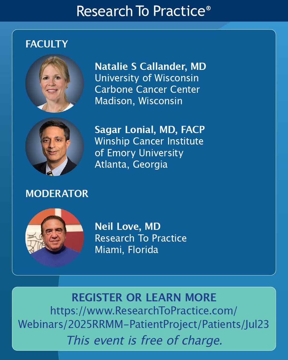 DrNeilLove's tweet image. On Wednesday, in collaboration with the @CancerCare, Dr Neil Love will explore questions that patients ask about relapsed/refractory multiple myeloma. Register at the link. ow.ly/6ykV50Wo1eE