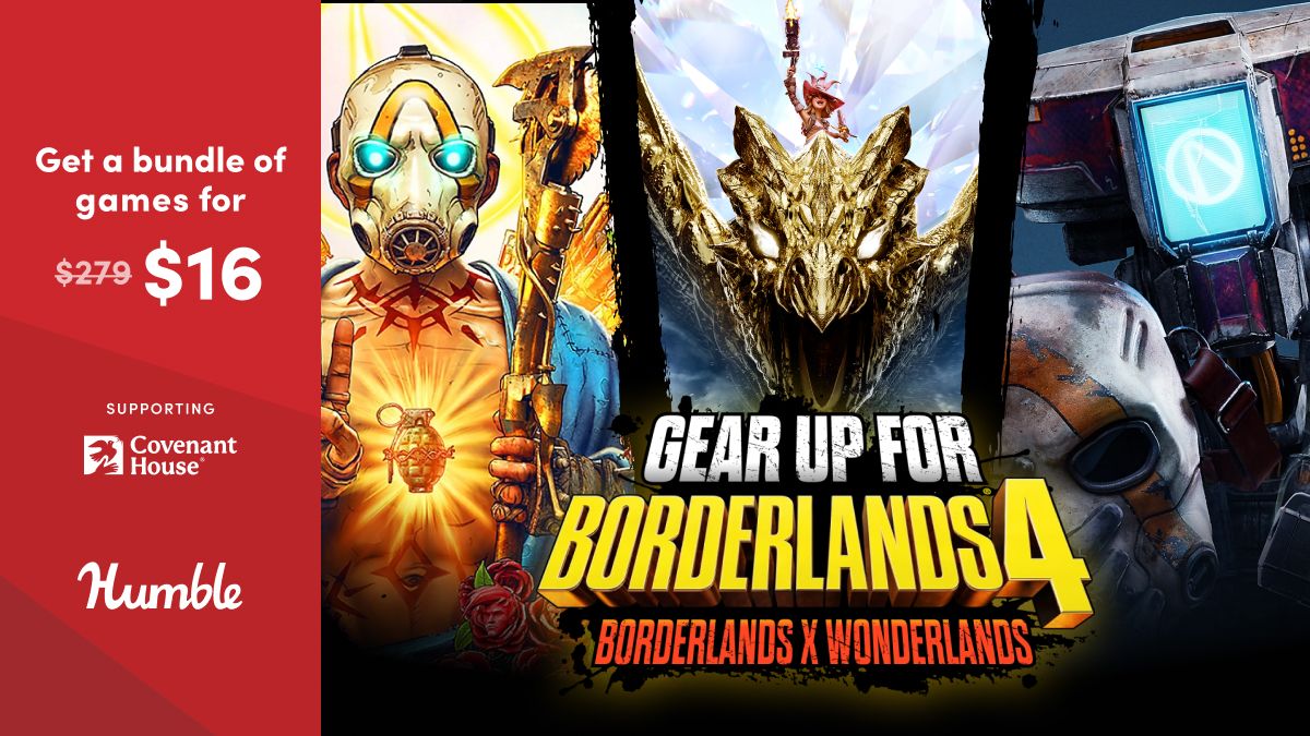 humble's tweet image. Blast through new worlds and enemies with bazillions of guns and mayhem-fueled adventure!
Get Borderlands, Borderlands 2, Borderlands 3, and more while supporting @CovenantHouse | bit.ly/4lF1cXr