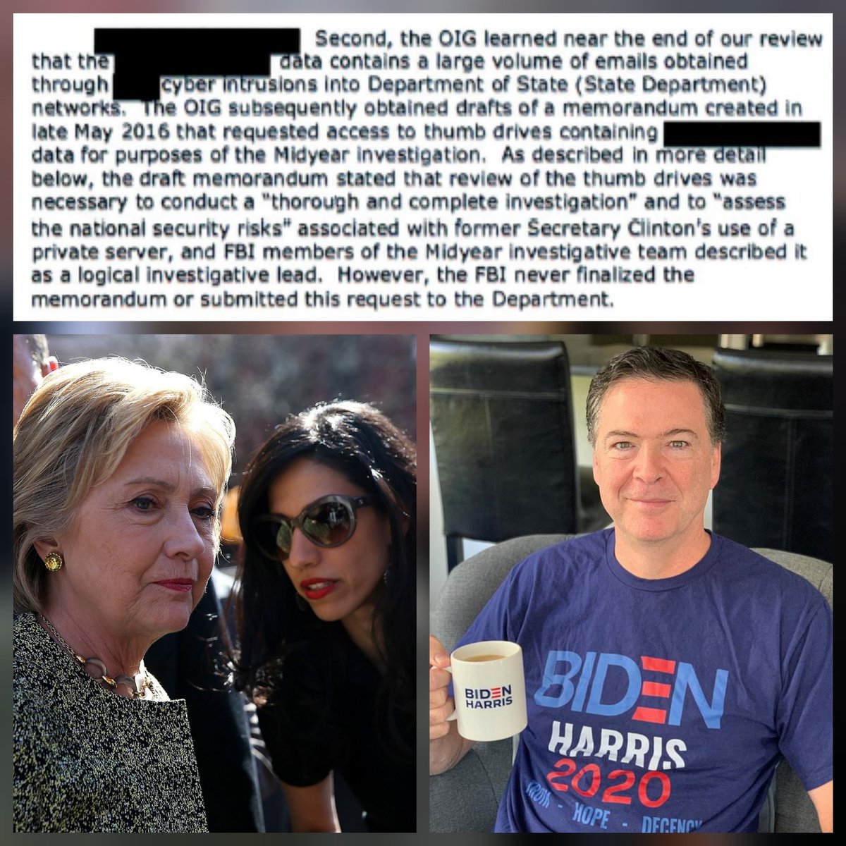 GeneralMCNews's tweet image. BREAKING: A newly declassified document reveals James Comey cleared Hillary Clinton of email server crimes without ever investigating key thumb drives containing classified emails—including messages from President Obama.