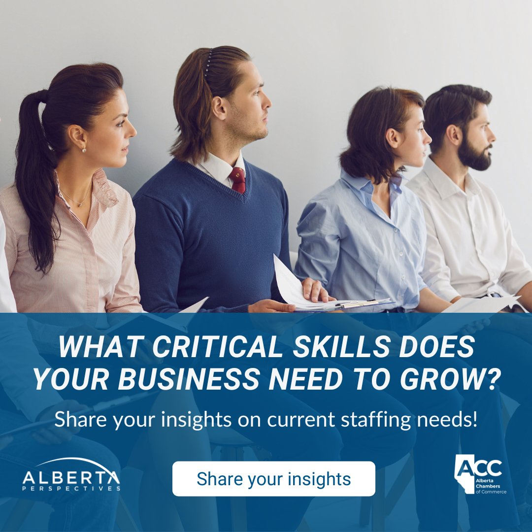 Alberta Businesses—We Need Your Input! 📣
We heard – hiring skilled talent is a challenge!
We want to better understand what talent and skills your business needs to grow and succeed.

Complete by July 25th! research.albertaperspectives.ca/jfe/form/SV_01…

#abchambers #ABPerspective #abbiz #advocacy