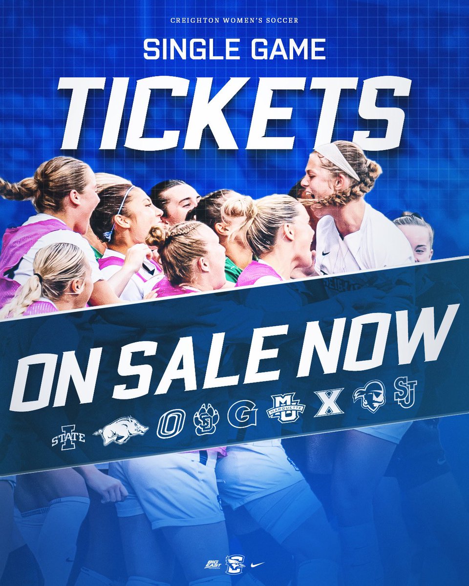 CreightonWSoc's tweet image. 𝑾𝑶𝑴𝑬𝑵'𝑺 𝑺𝑶𝑪𝑪𝑬𝑹 𝑺𝑰𝑵𝑮𝑳𝑬 𝑮𝑨𝑴𝑬 𝑻𝑰𝑪𝑲𝑬𝑻𝑺 𝑨𝑹𝑬 𝑶𝑵 𝑺𝑨𝑳𝑬 𝑵𝑶𝑾
🎟️ gocreighton.com/buy
📰 gocreighton.com/news/2025/7/21…
#GoJays