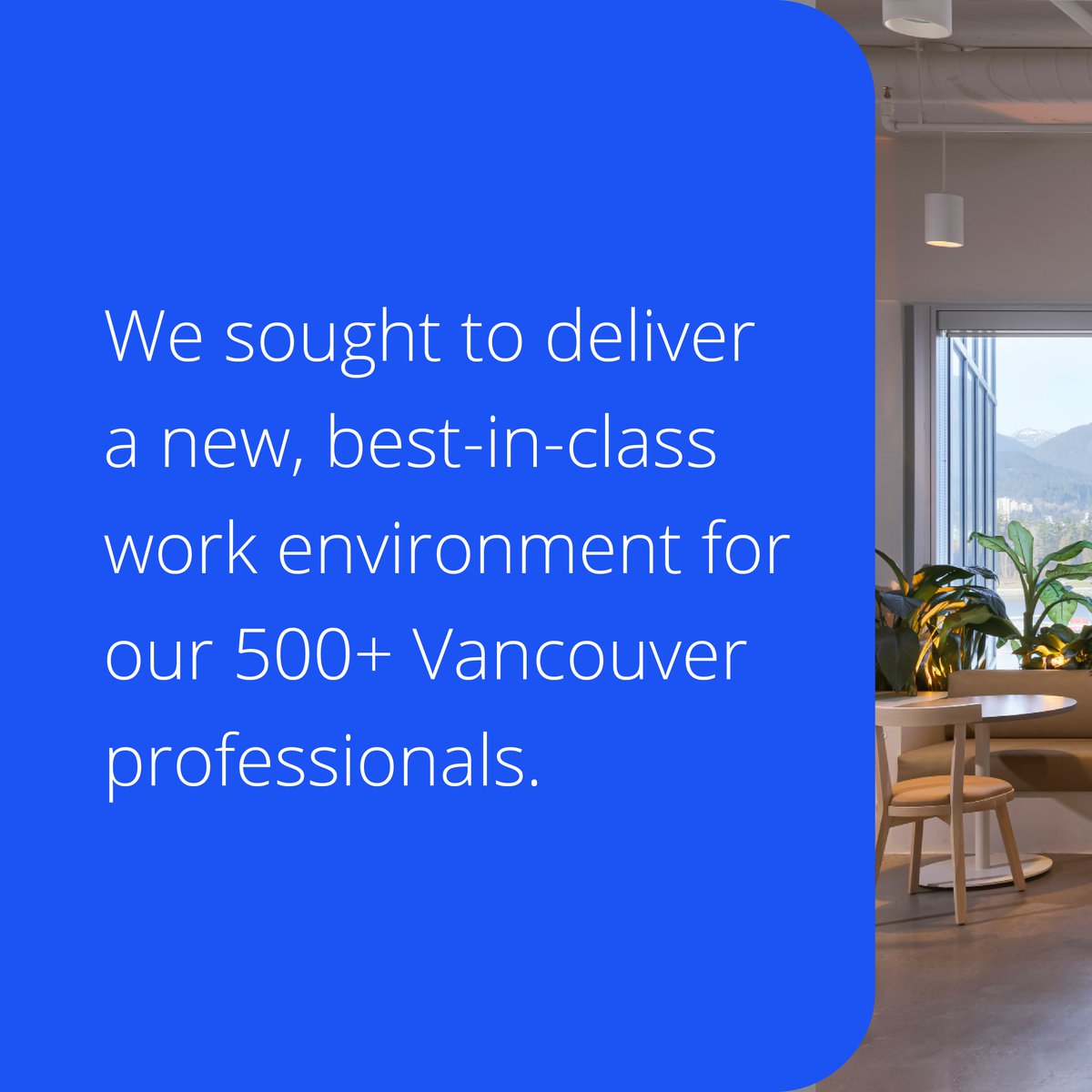 Colliers's tweet image. Reimagined spaces. Revitalized teams. Our new Vancouver office is more than a place to work - it’s a space that inspires. With smart design and intentional choices, we’ve seen measurable increases in employee productivity, satisfaction and collaboration. 

Learn more:…